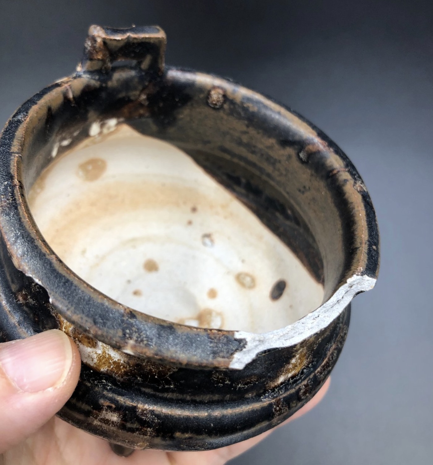 修復前：南宋吉州窯虎斑紋琴爐